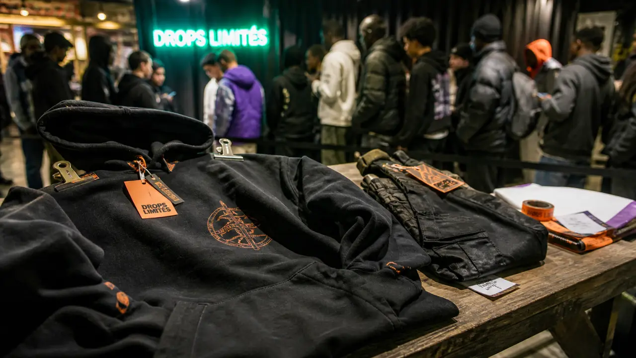 Marque de streetwear : hoodie et cargo en boutique, drops limités