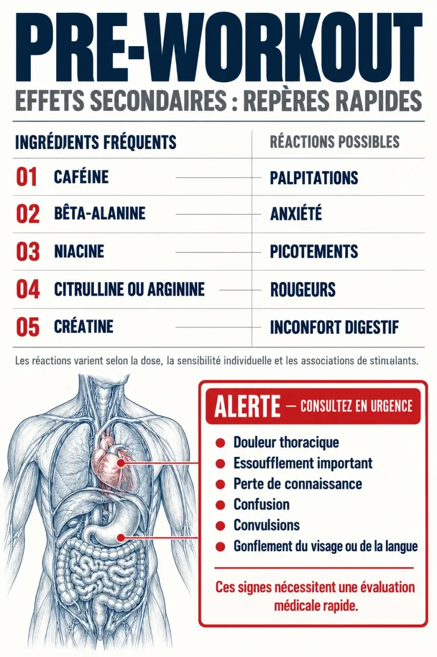 Effets secondaires du pre-workout : ingrédients, symptômes possibles et signes d’alerte